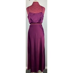 NWT House of Harlow Purple Satin Large 2 Piece Set Crop Top Maxi Skirt Beach